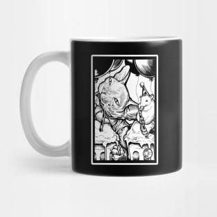 Cat and Mouse Birthday - White Outlined Design Mug